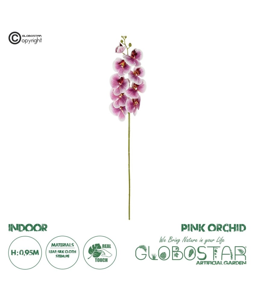 GloboStar® Artificial Garden PINK ORCHID BRANCH 21407 Τεχνητό Διακοσμητικό Κλαδί Ροζ Ορχιδέα Y95cm